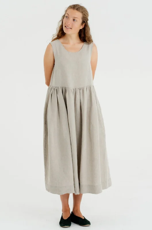 Smock Dress, Sleeveless, Natural Linen