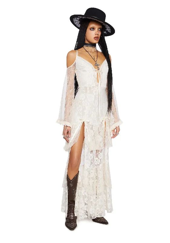 Passion Darling Lace Maxi Dress- Off White