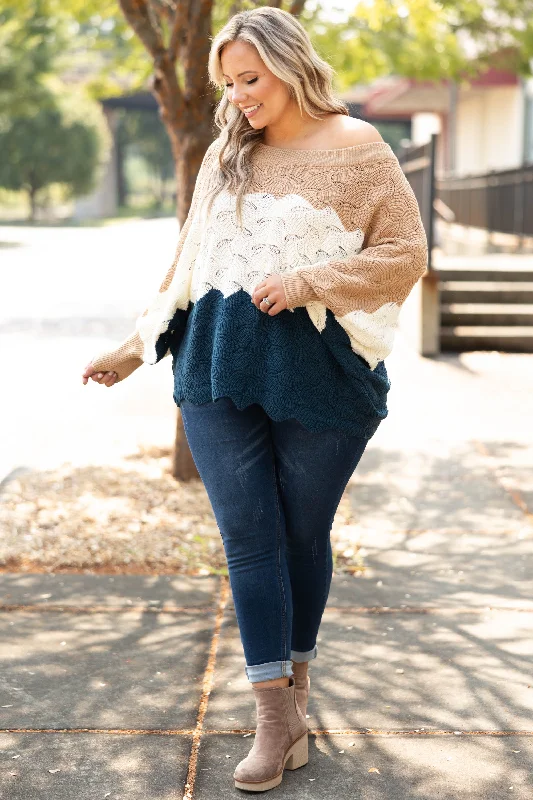 Angel In You Sweater, Mocha-Blue