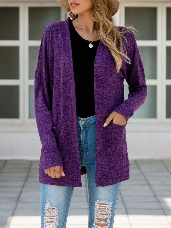 Casual Pure Color Cardigan Sweater for Women