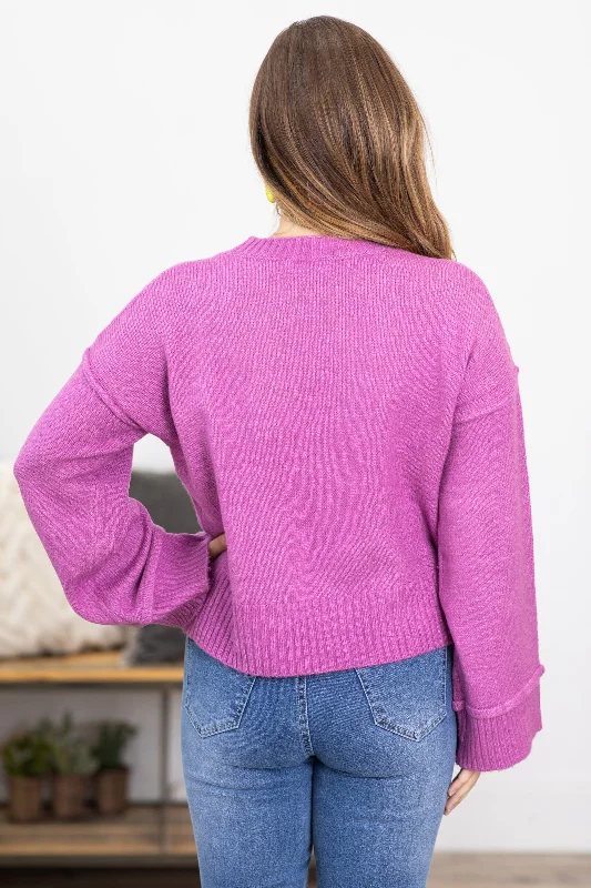 Orchid Ribbed Trim Crew Neck Sweater