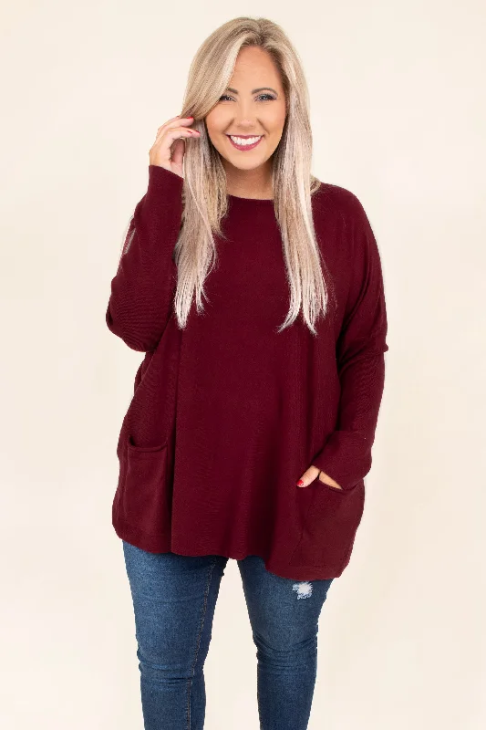 Snow Whispers Tunic, Burgundy