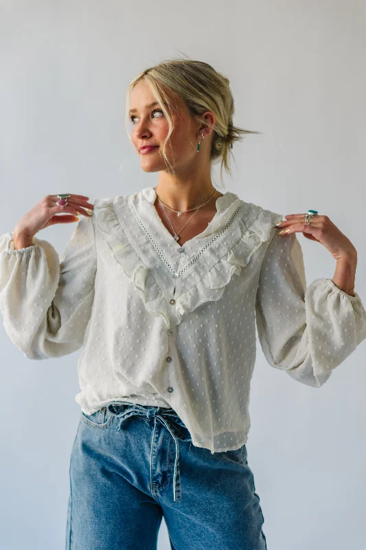 The Maxfield Ruffle Lace Blouse in Cream