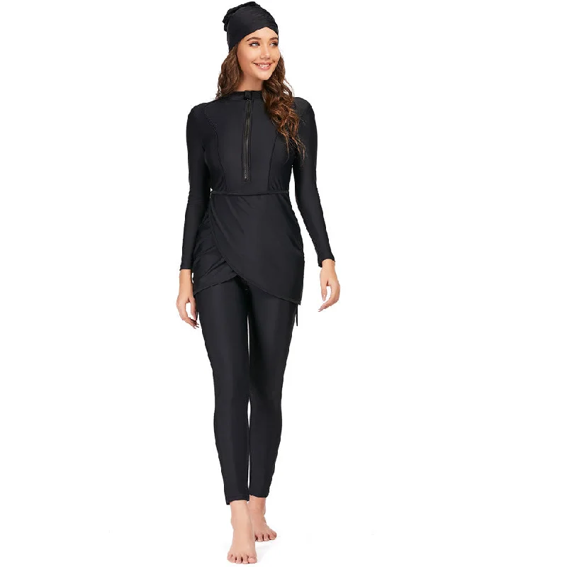 Women's Burkini Modest Swimsuit Set - Black