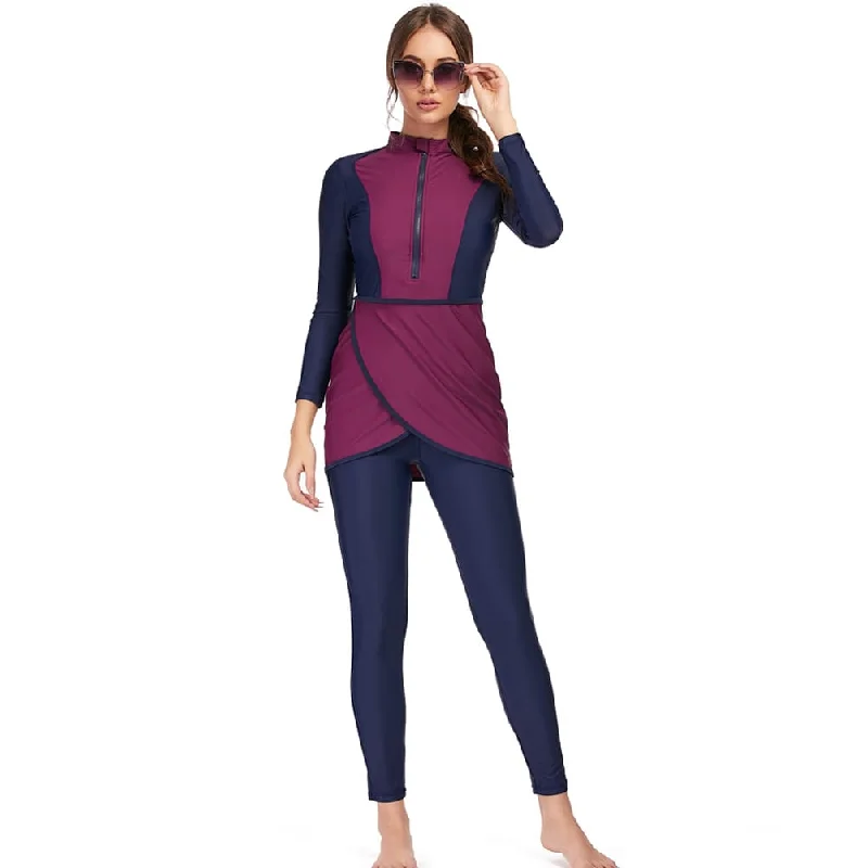 Women's Burkini Modest Swimsuit Set - Maroon