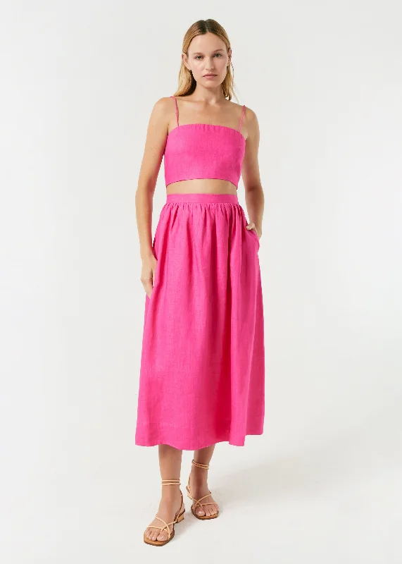 Linen Aaron Skirt | Hot Pink