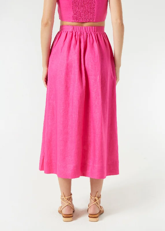 Linen Aaron Skirt | Hot Pink