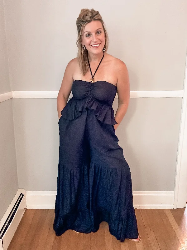 Black Ruffle Jumpsuit