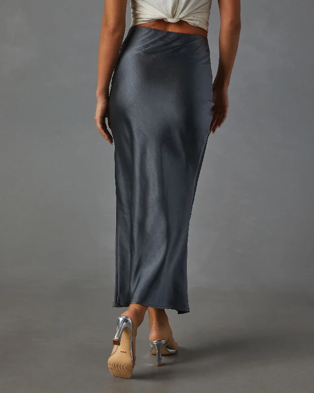 Della Satin Slip Midi Skirt