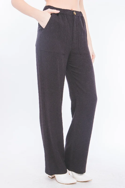 Linen Pocket Front Pant in black