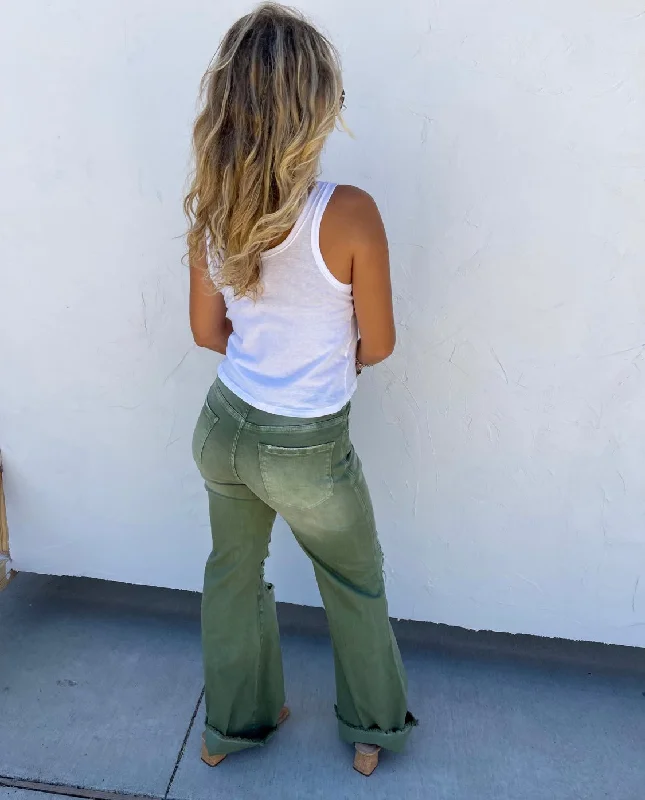 Olive Distressed Jean