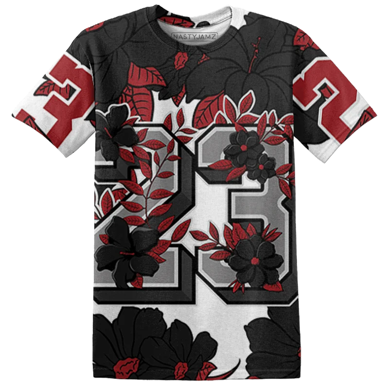 NastyJamz Retro Red Taxi 12s T Shirt Match 23 Floral 3D All-Over Print Flower