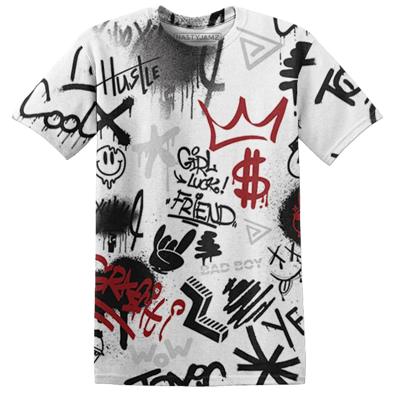 NastyJamz Retro Red Taxi 12s T Shirt Match Graffiti King 3D All-Over Print Doodle Style