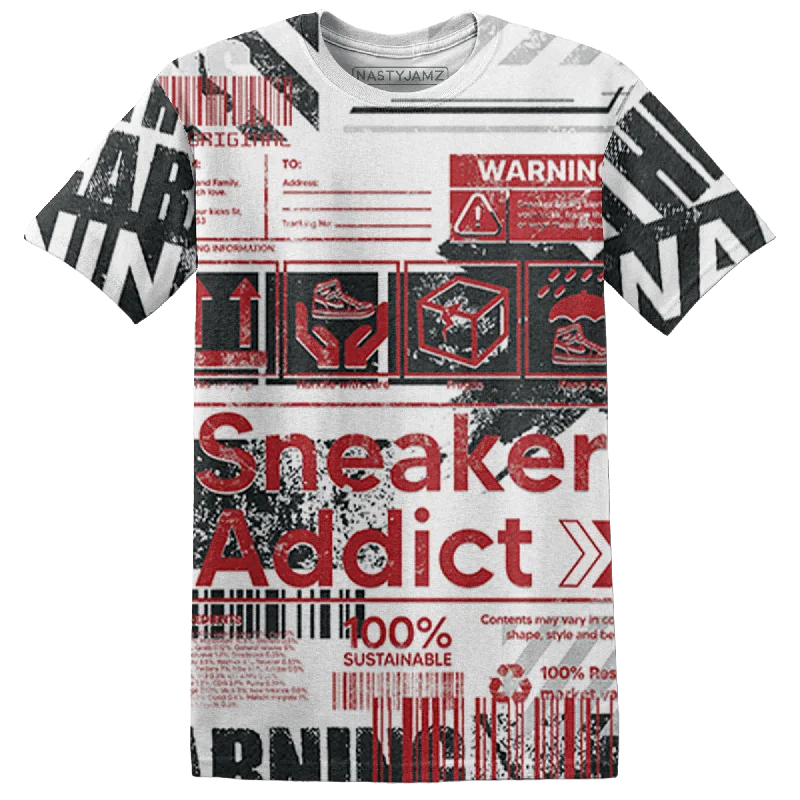 NastyJamz Retro Red Taxi 12s T Shirt Match Sneaker Addict 3D All-Over Print Warning