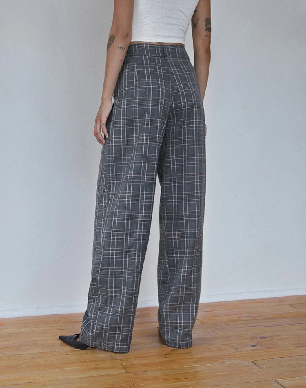 Sakaria Wide Leg Trouser in Grey Check