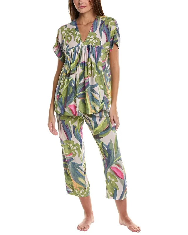 Donna Karan Sleepwear 2pc Top & Cropped Pant Sleep Set