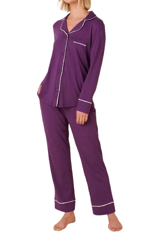 Napa Pima Knit Pajama Set In Purple