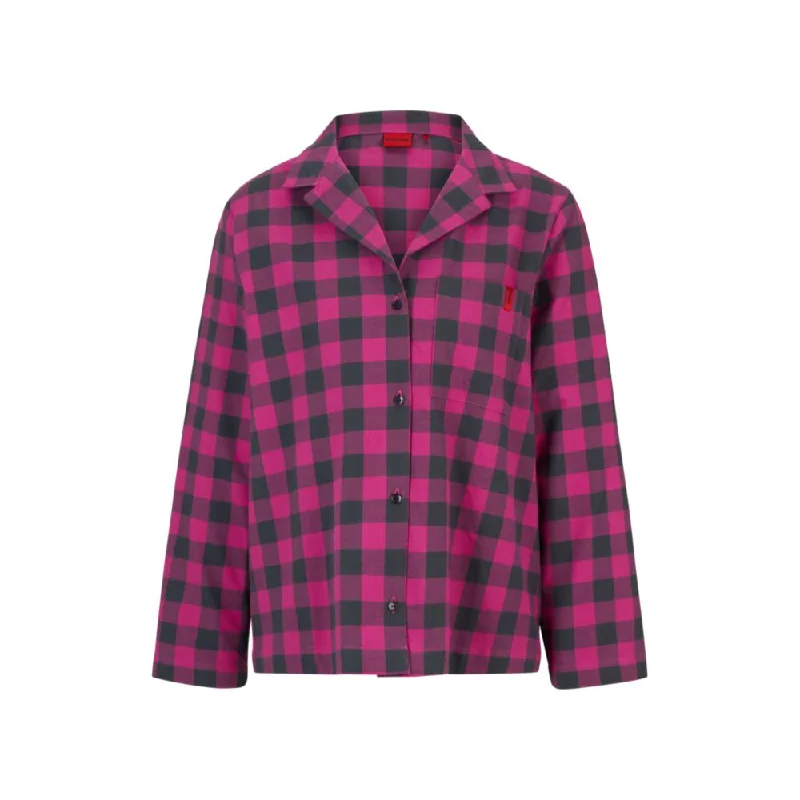 Relaxed-fit pajama top in checked cotton flannel