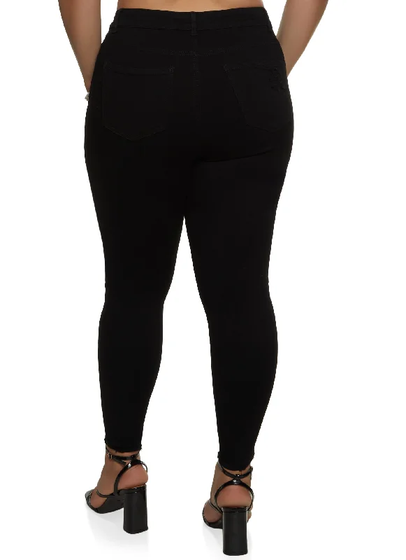 Plus Size WAX Distressed High Rise Skinny Jeans