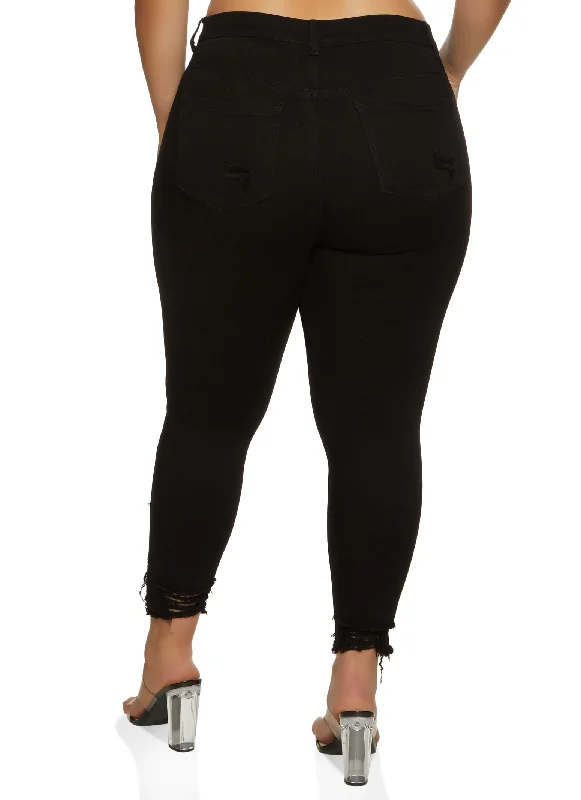 Plus Size WAX High Waist Ripped Skinny Jeans