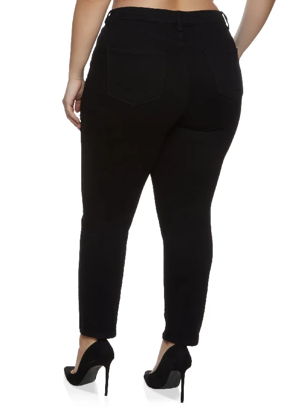 Plus Size WAX Ripped Knee Skinny Jeans