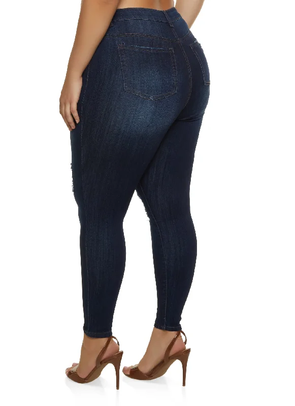 Plus Size WAX Distressed Stretch Skinny Jeans