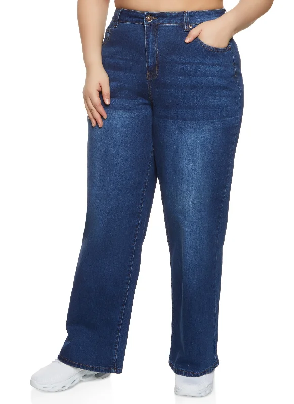 Plus Size WAX Straight Leg Jeans