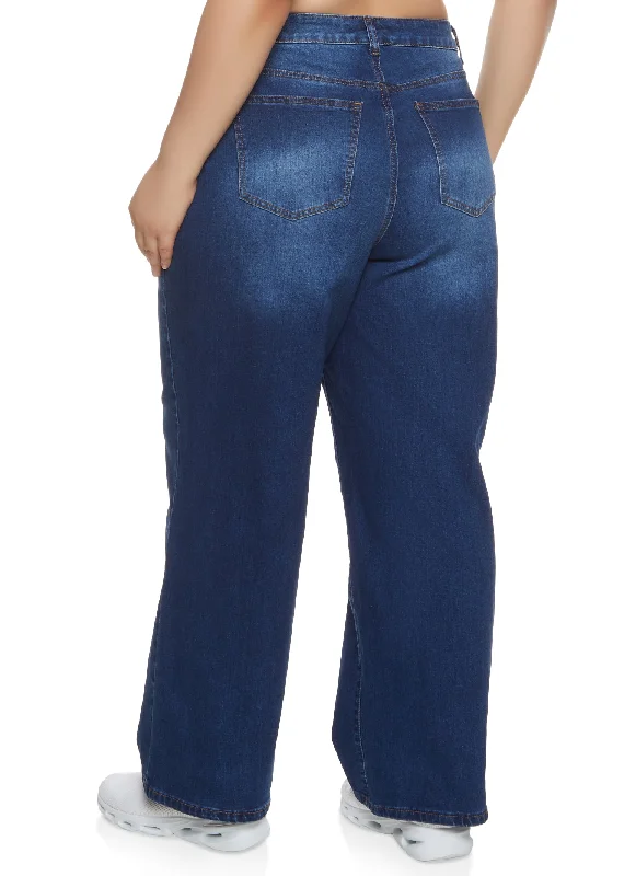 Plus Size WAX Straight Leg Jeans