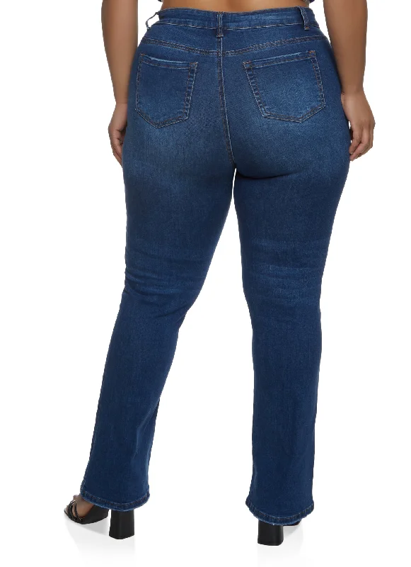 Plus Size WAX Whiskered Boot Cut Jeans