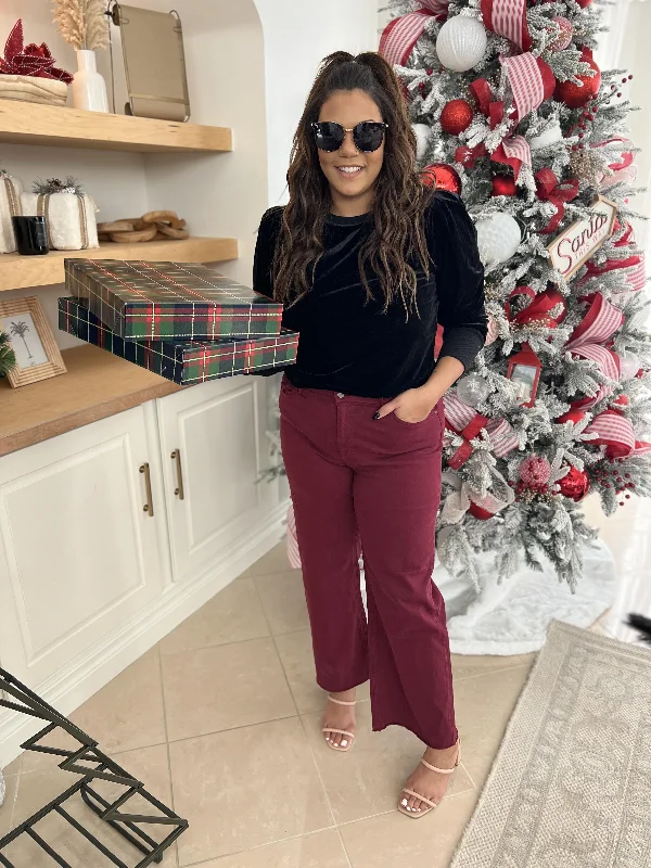 High Waist Burgundy Straight Denim Jeans | Judy Blue