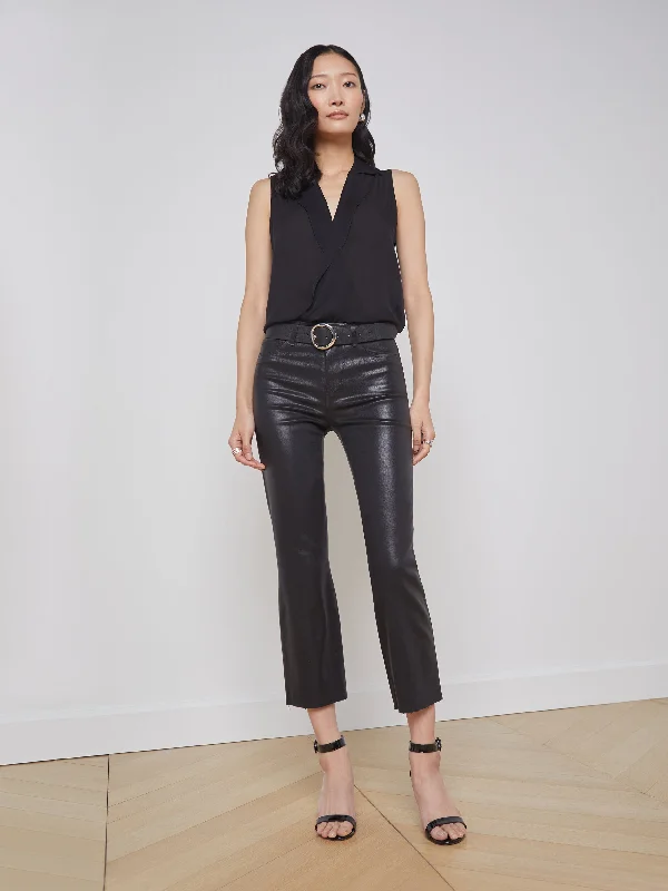 Kendra Coated Cropped Flare Jean