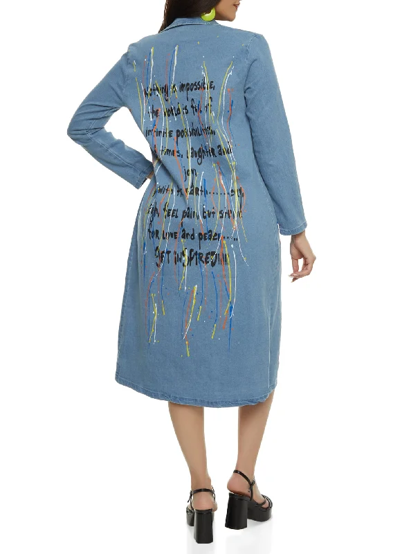 Paint Splatter Graphic Denim Duster