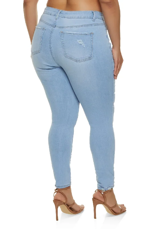 Plus Size WAX High Waisted Distressed Jeans