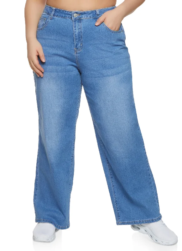 Plus Size WAX Straight Leg Jeans