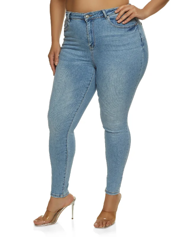 Plus Size WAX Whiskered High Waisted Jeans