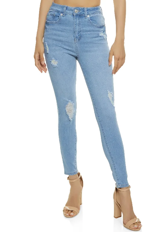 WAX Stretch Distressed High Waisted Jeans