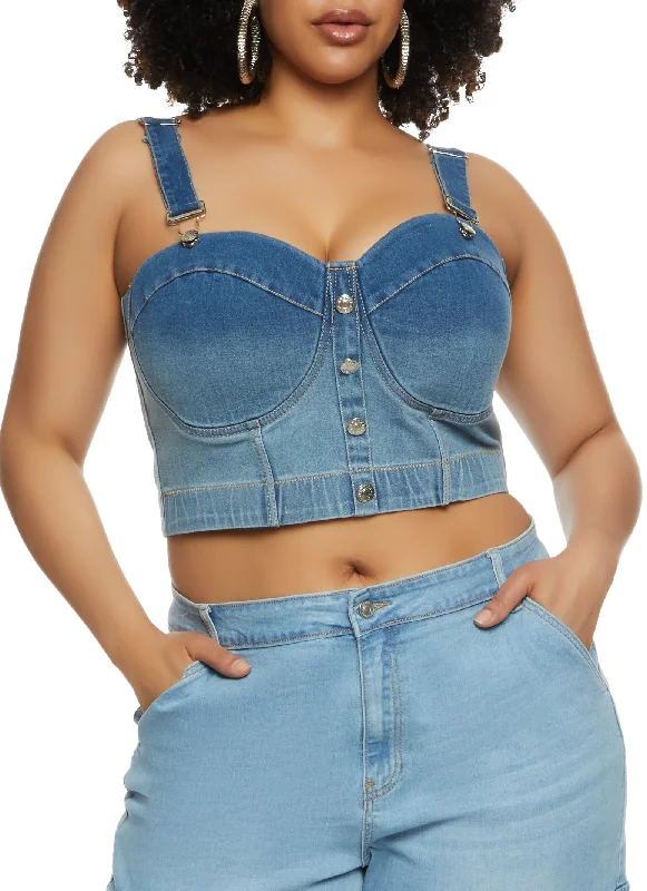 Plus Size Ombre Denim Bustier Top