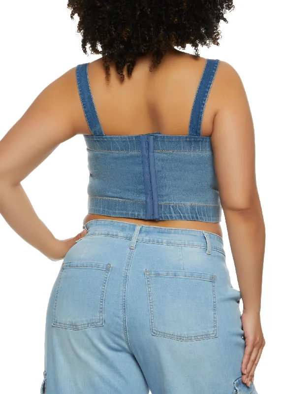 Plus Size Ombre Denim Bustier Top