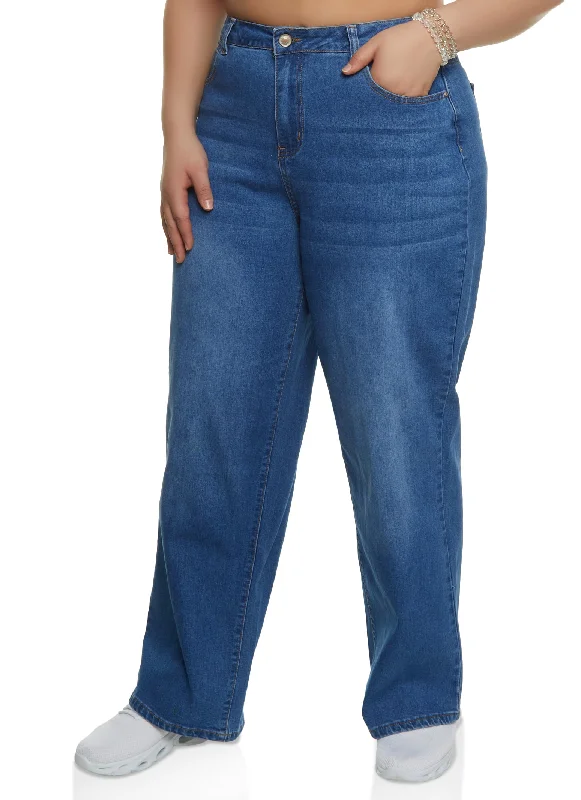 Plus Size WAX Straight Leg Jeans