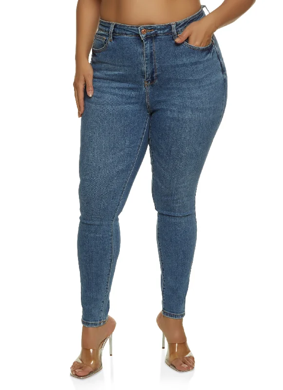 Plus Size WAX Whiskered High Waisted Jeans