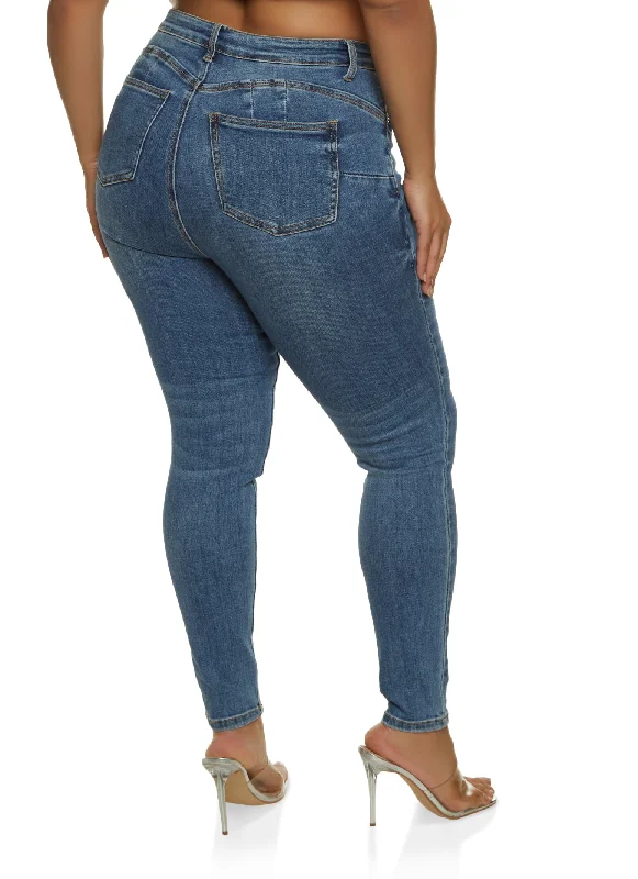 Plus Size WAX Whiskered High Waisted Jeans