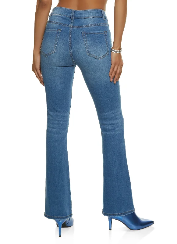 WAX Whiskered High Waist Boot Cut Jeans