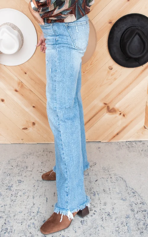 Mid Rise Button Down Wide Leg Denim Jeans | Risen - Final Sale