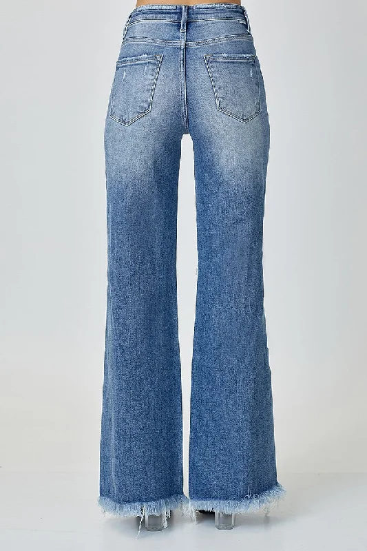 Mid Rise Button Down Wide Leg Denim Jeans | Risen - Final Sale