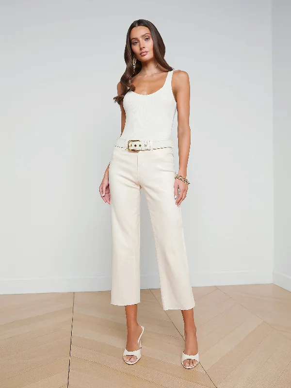 Wanda Coated Cropped Wide-Leg Jean