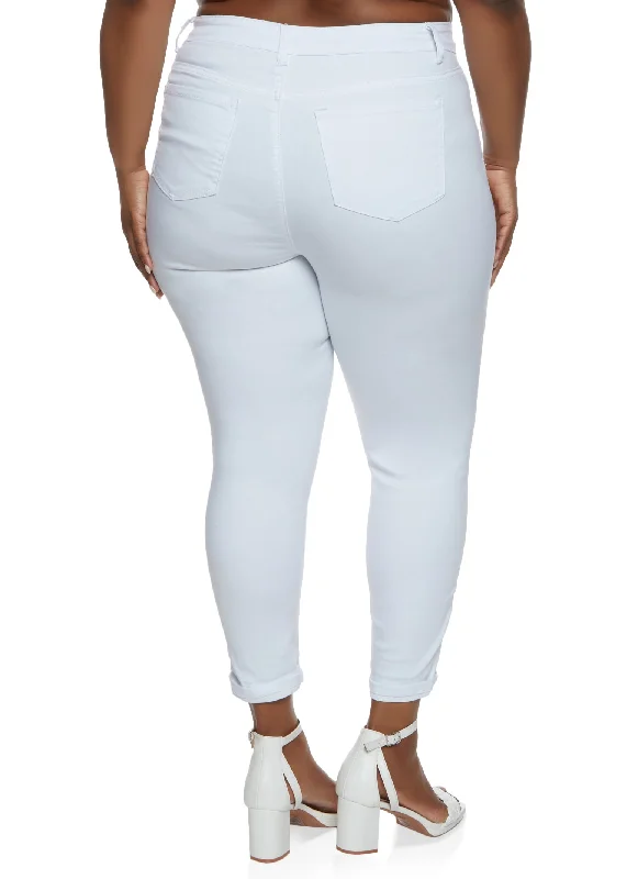 Plus Size WAX Basic Rolled Cuff Jeans