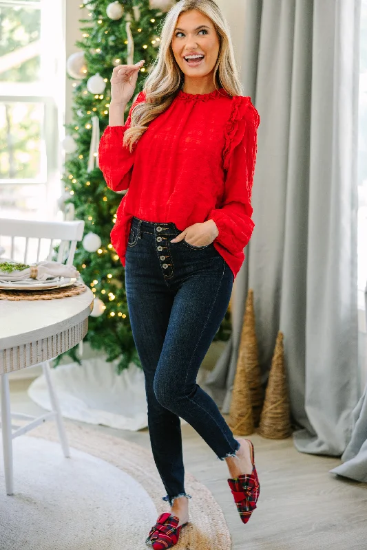 Best Behavior Red Ruffled Blouse