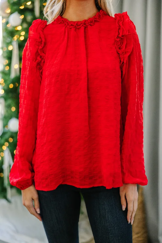 Best Behavior Red Ruffled Blouse