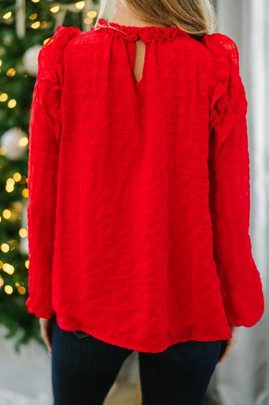 Best Behavior Red Ruffled Blouse