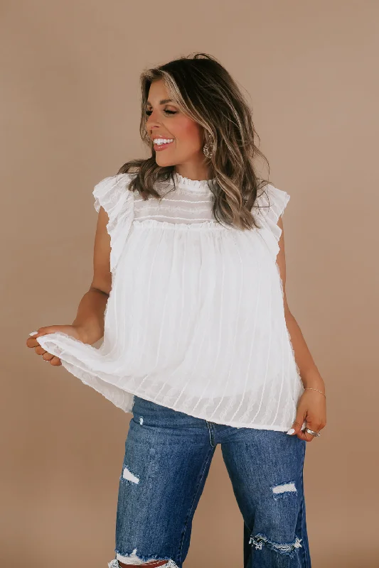 High Neck Top, Ivory